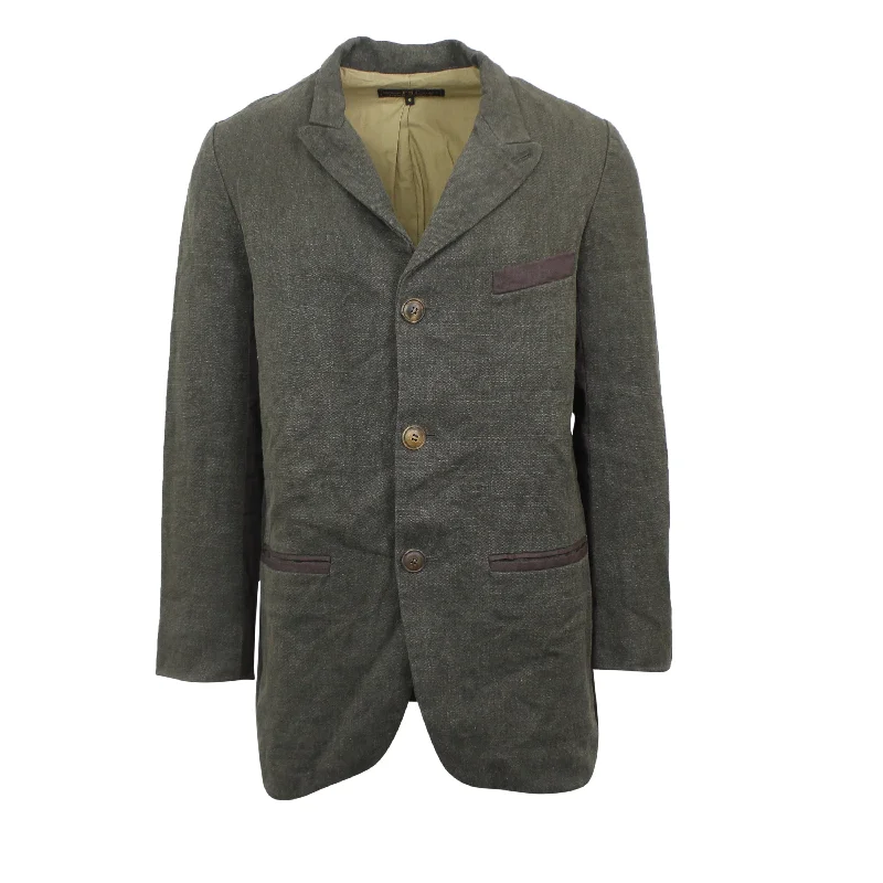 Dark Green Linen Smith Sack Jacket