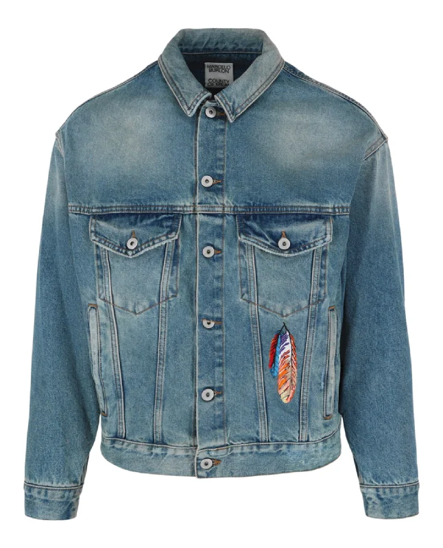 Feathers Vintage Wash Denim Jacket