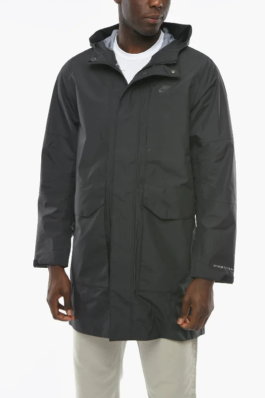 Nike Solid Color Parka with Hood and Hidden Closure