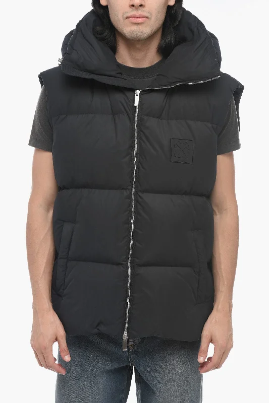 Off-White Sleeveless Down Jacket with ARROW Patch