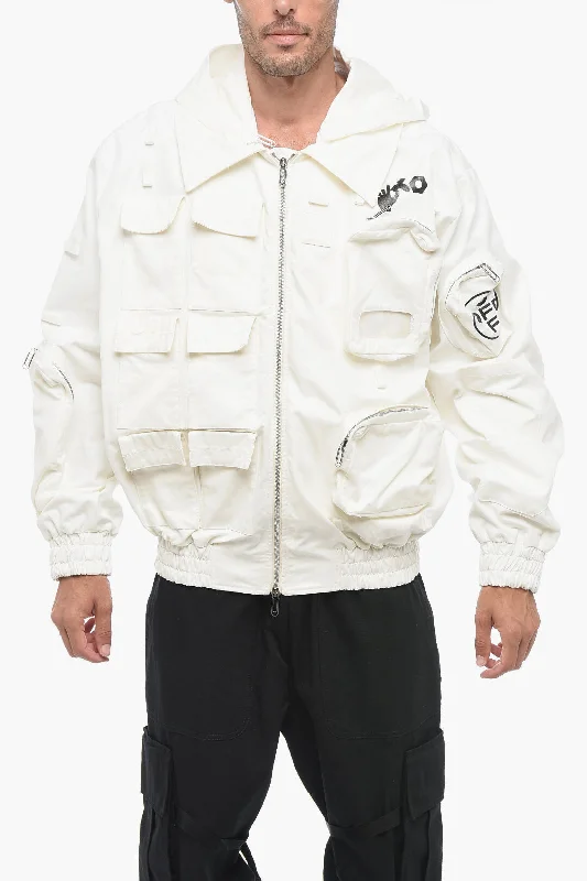 Off-White Utility Bomber Jacket with Removable Hood