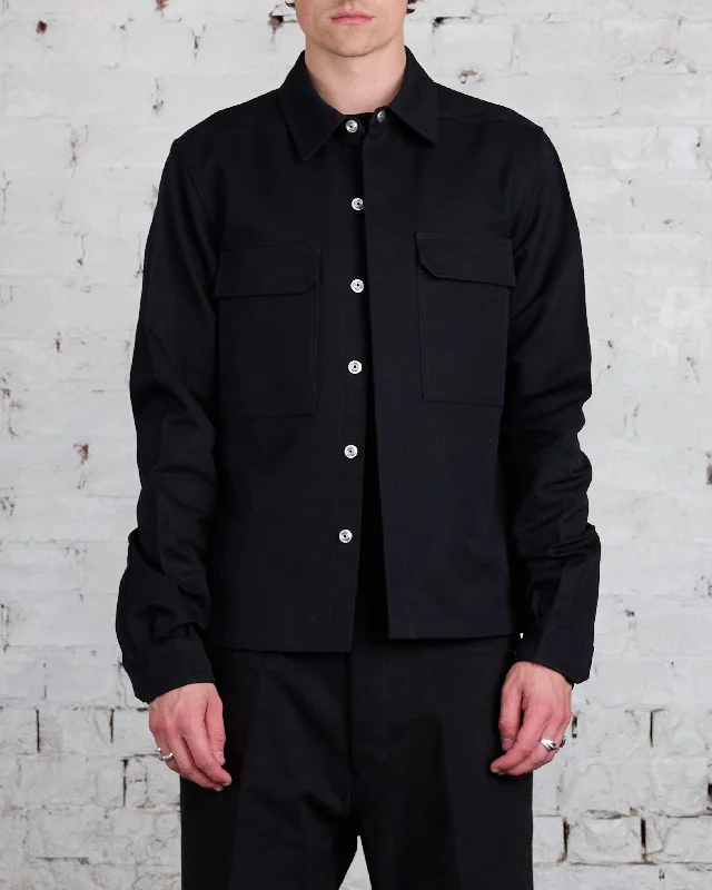 Rick Owens Bonotto Cropped Workshirt Terrain Cotton Black