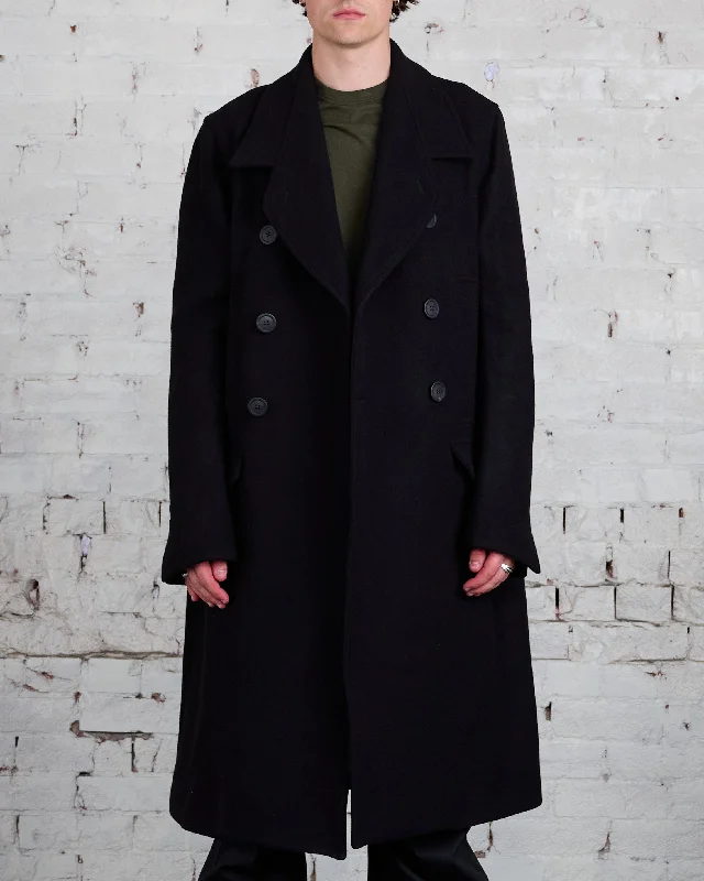 Rick Owens Officer Coat Melton Black