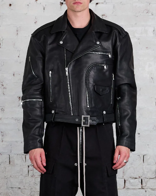 Rick Owens Runway Jumbo Cropped Bauhaus MIJ Stooges Jacket Black