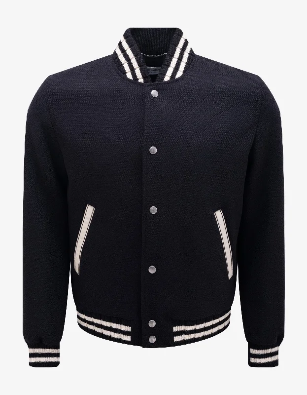 Saint Laurent Black College Teddy Jacket