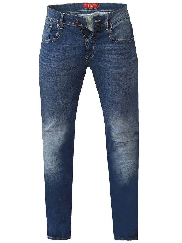 AMBROSE-KS-D555 Tapered Fit Stretch Jeans in Dark Blue