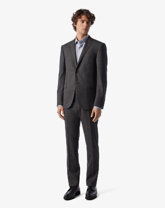 CORNELIANI Check Leader Suit CHARCOAL REG