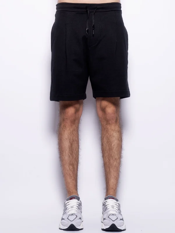 Shorts in Felpa con Pince Nero