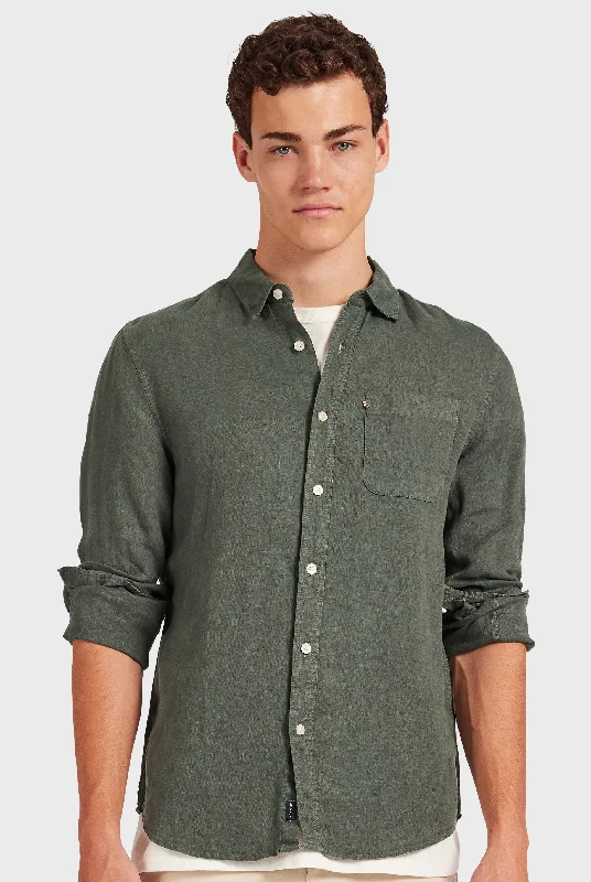 Academy Brand Hampton Linen Shirt Canteen Green