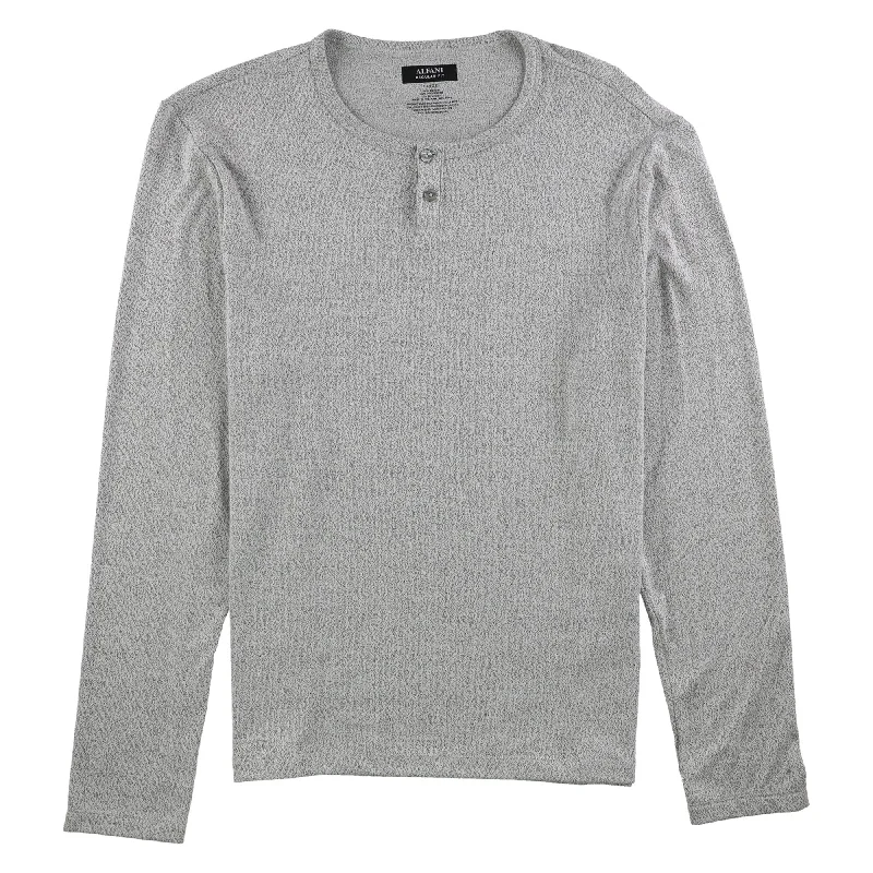 Alfani Mens Solid Henley Shirt, Grey, X-Large