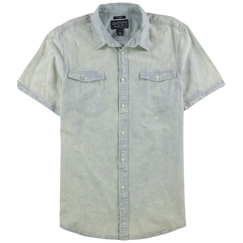 American Rag Mens Washed Button Up Shirt, Blue, Small