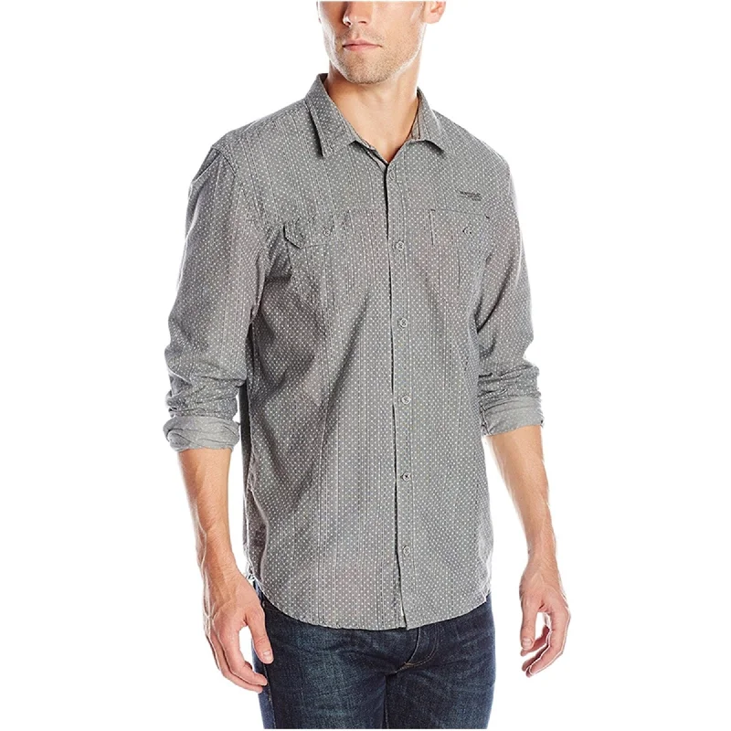 Buffalo David Bitton Mens Long Sleeve Button Up Shirt, Grey, Small