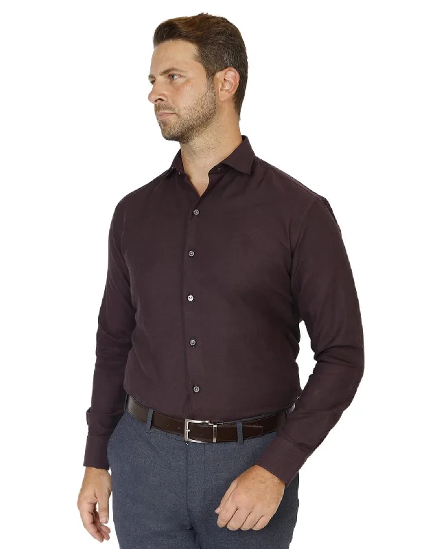 Burgundy Brushed Cotton Shirt