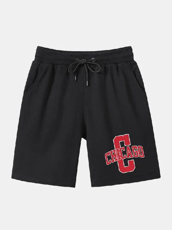 Chicago Print Mid Length Shorts