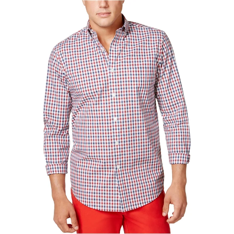 Club Room Mens Gingham Button Up Shirt