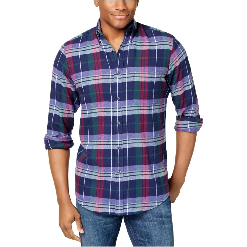 Club Room Mens Plaid Flannel Button Up Shirt, Multicoloured, Small