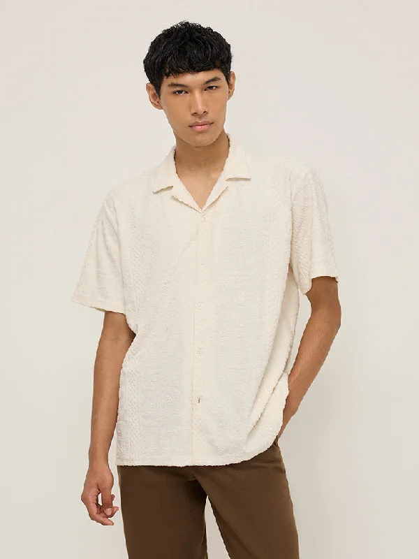 ETA Off-White Embroidered Relaxed-Fit Shirt