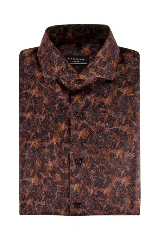 Eterna Slim Fit Shirt Brown