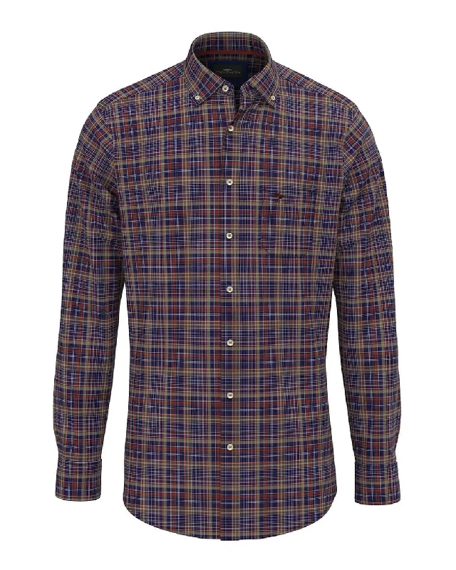 Fynch-Hatton Seasonal Dark Checked Rust Shirt