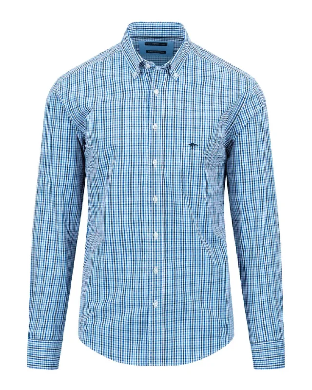 Fynch-Hatton Superfine Combi Check Blue Shirt