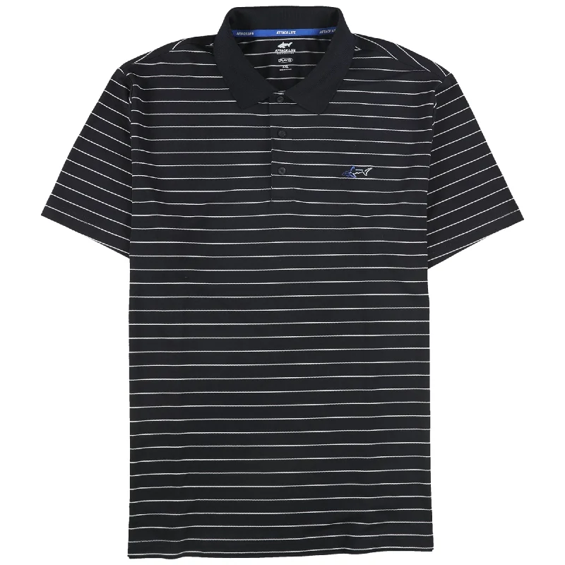 Greg Norman Mens Striped Rugby Polo Shirt, Black, Small