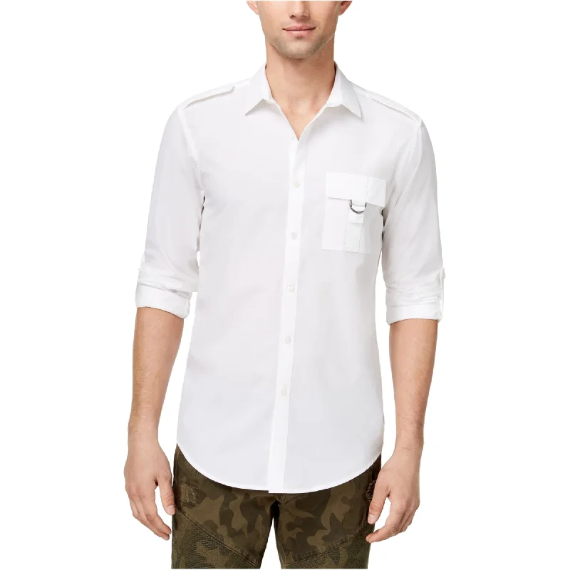 I-N-C Mens Solid Button Up Shirt