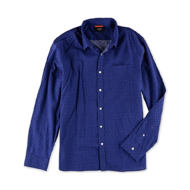 Jack Spade Mens Geometric Button Up Shirt, Blue, Medium