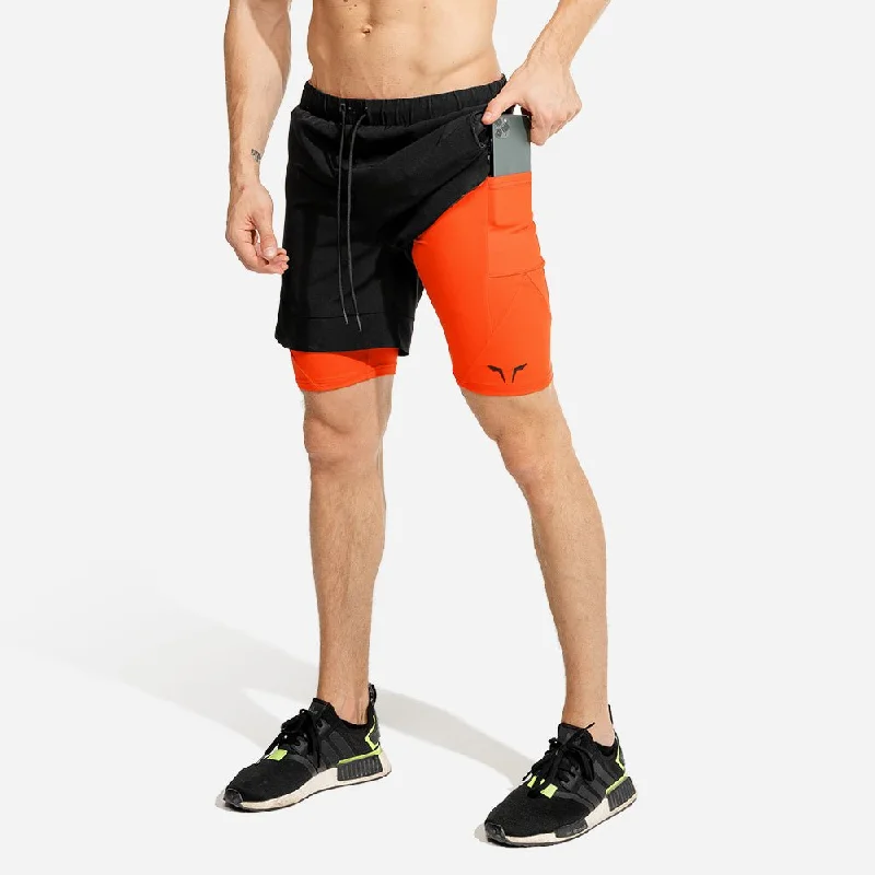 Limitless 2-in-1 Shorts - Black/Orange