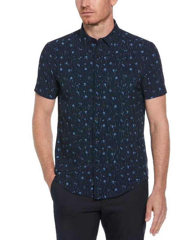 Slim Fit Line Floral Print Shirt