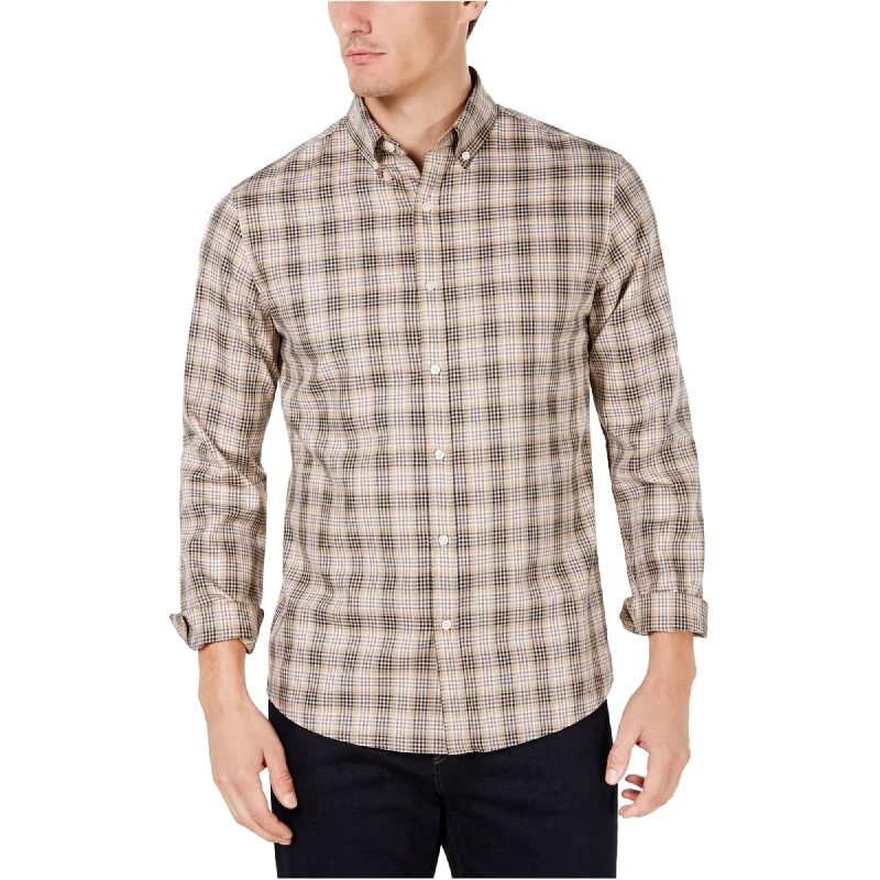 Michael Kors Mens Tencel Plaid Button Up Shirt