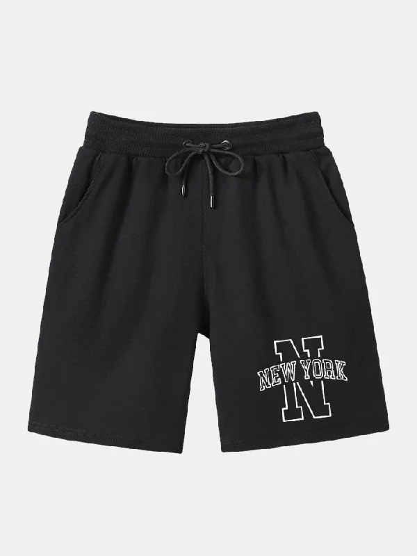 New York Print Mid Length Shorts