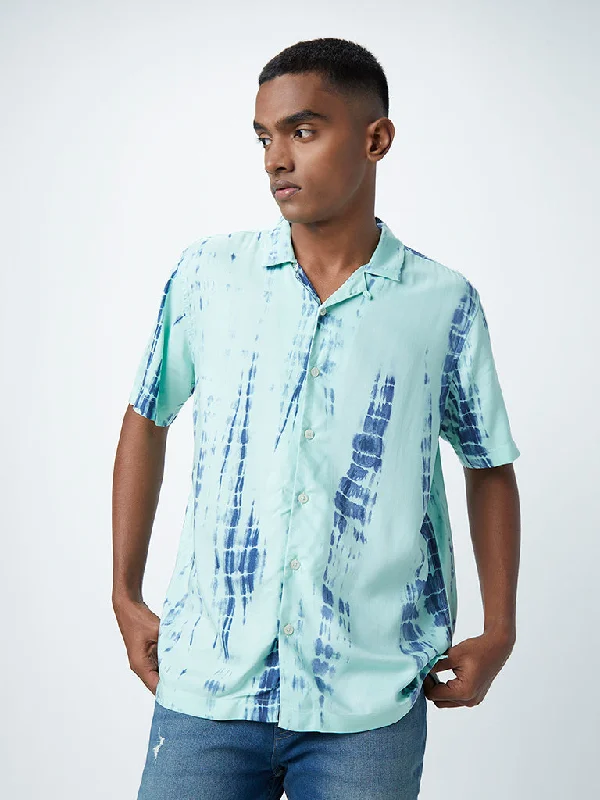 Nuon Sea Green Tie-Dye Relaxed-Fit Shirt