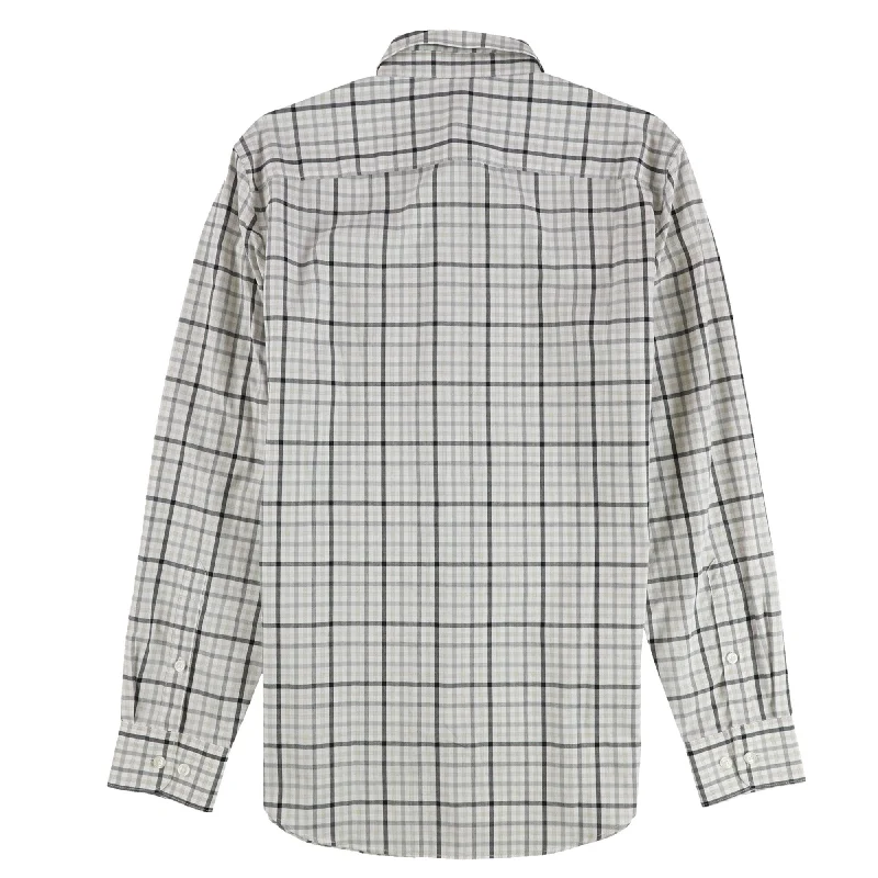 Perry Ellis Mens Tattersall Button Up Shirt, Grey, Small