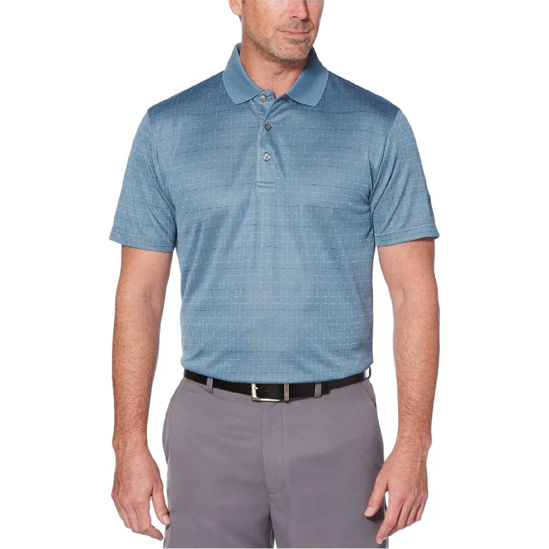 Pga Tour Mens Broken Windowpane Rugby Polo Shirt