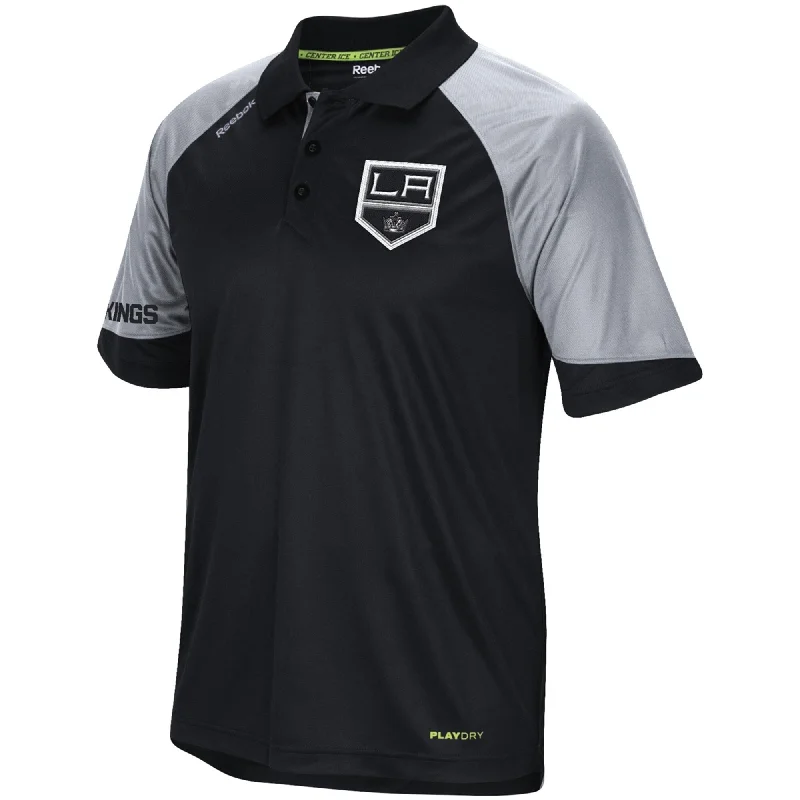 Reebok Mens LA Kings Rugby Polo Shirt, Black, Small