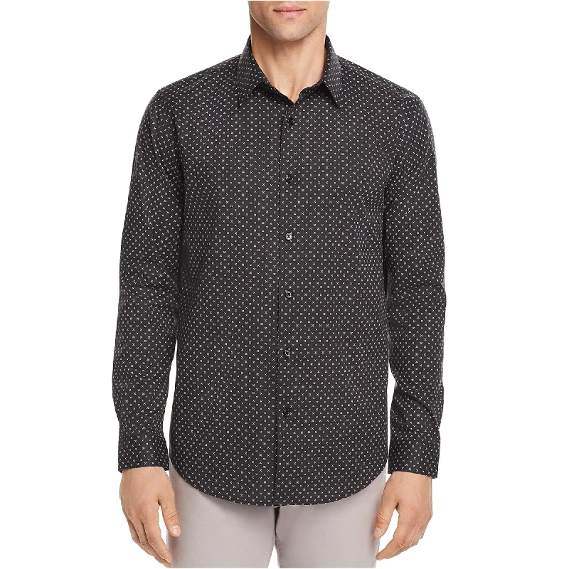 Theory Mens Stitch Print Button Up Shirt, Black, Small