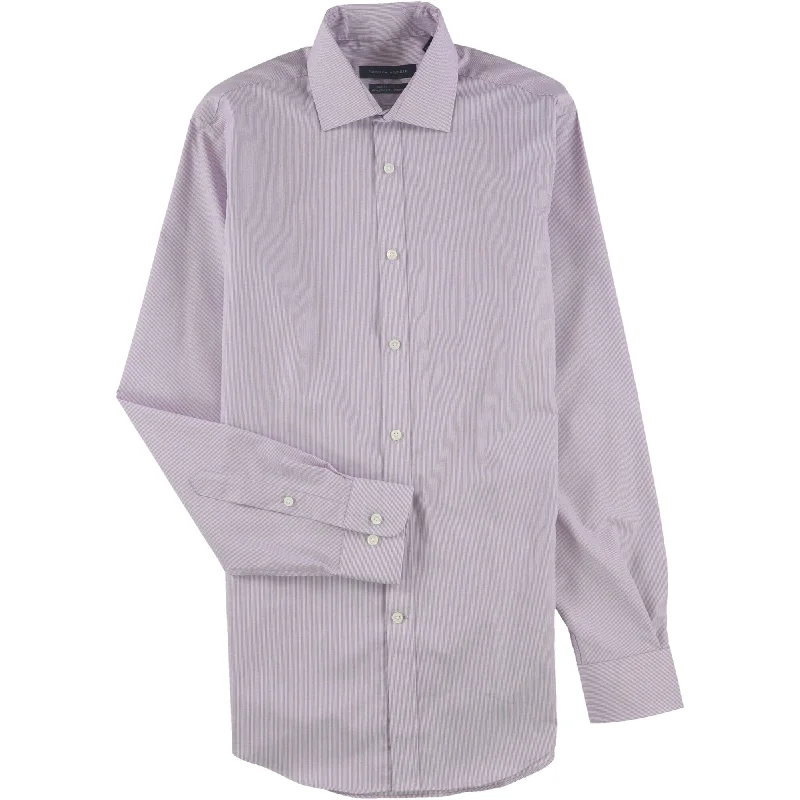 Tommy Hilfiger Mens The Flex Button Up Shirt, Purple, Small