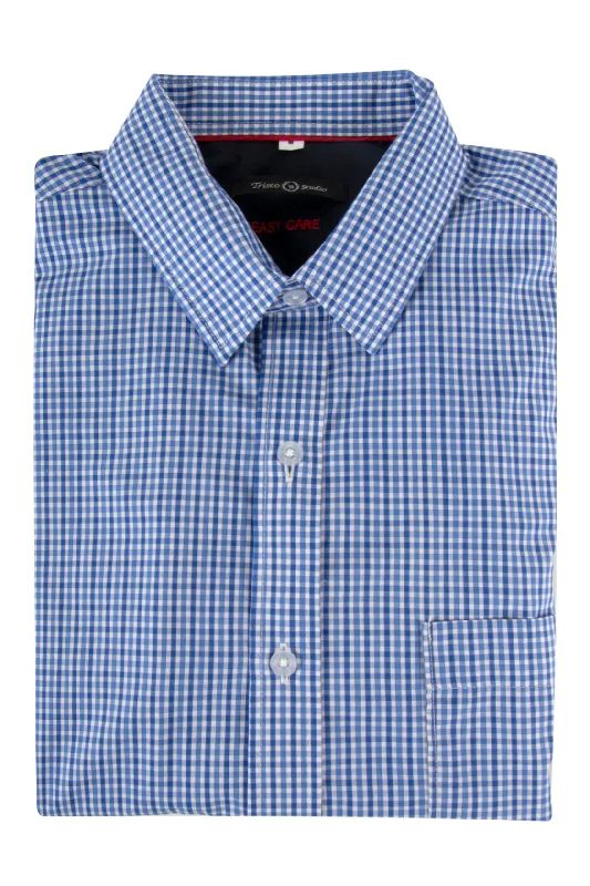 Trisco Studio Check LS Cotton Shirt Blue