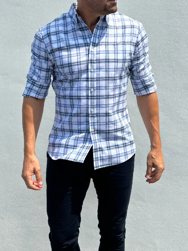 White & Blue Plaid Oxford<br> Small Batch Series