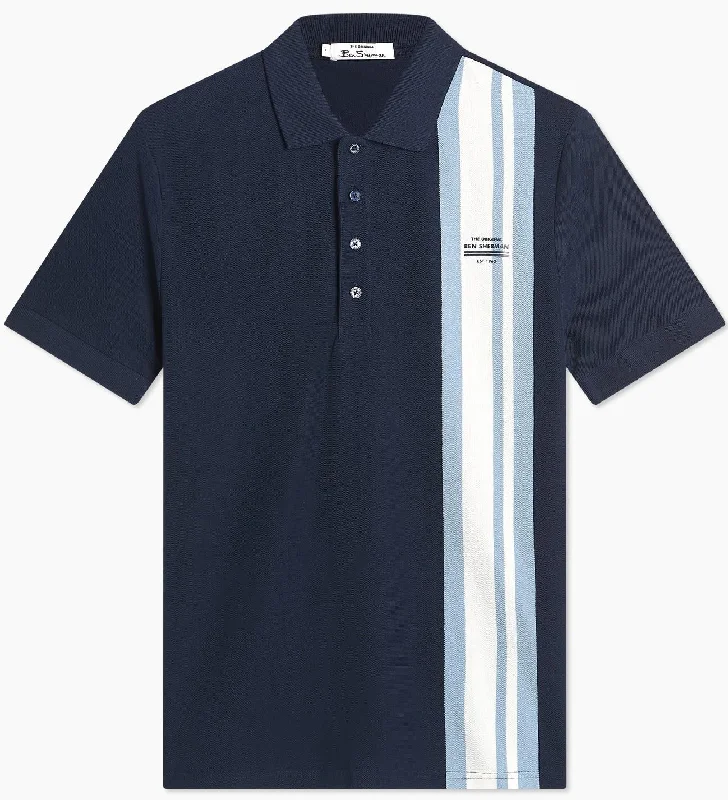 Ben Sherman (0074020IL) Men's Contrast Stripe Polo in Dark Navy, 2XL to 5XL