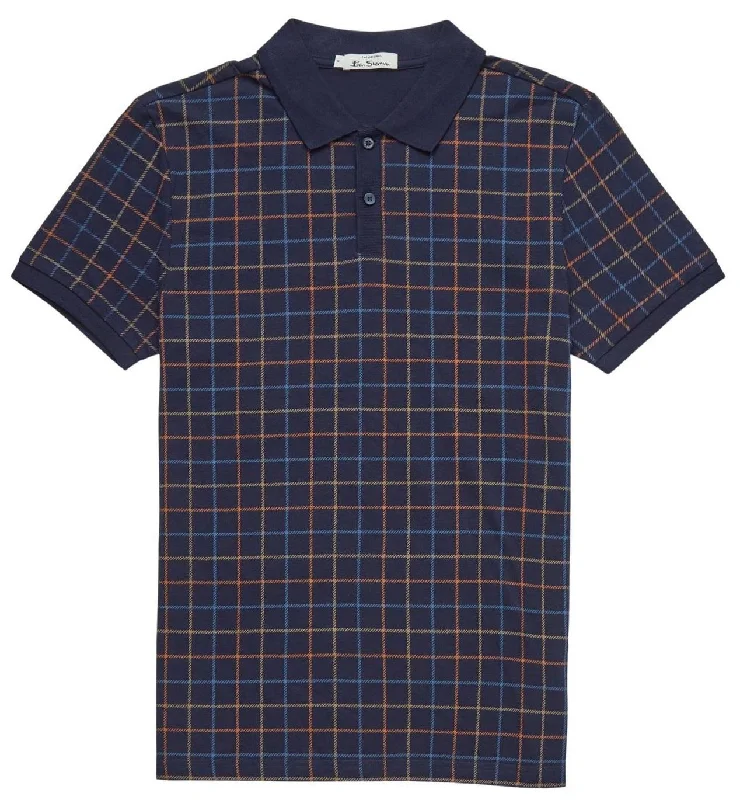 Ben Sherman Men's Plus Size Tattersall Check Polo Marine 2XL-5XL