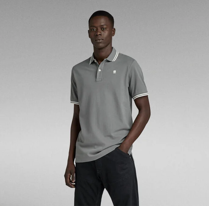 Dunda Slim Stripe Polo in Granite