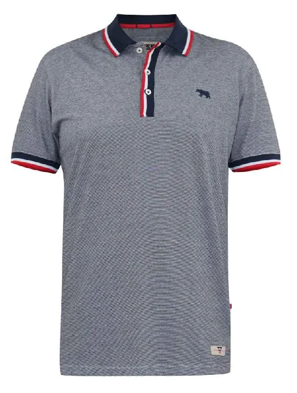 D555 BAYTON 1 Stripe Jersey Short Sleeve Polo Shirt for Men's (611507) in Grey, LT-3XLT