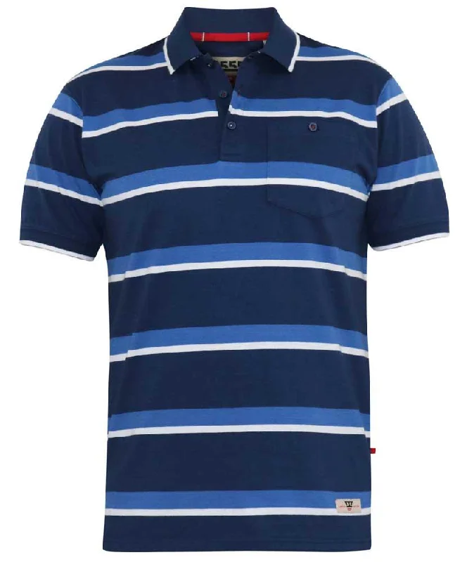 D555 HOBSON Full Stripe Jersey Short Sleeve Polo Shirt for Men's (611501) in Navy, 3XL-6XL