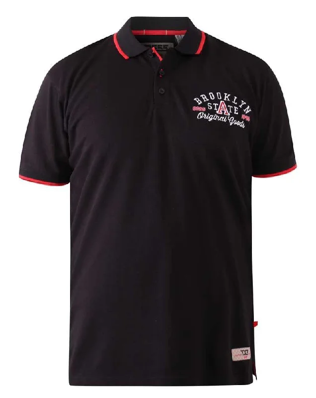 D555 Men's Cotton Brooklyn State Embroidery Polo in Black 2XL to 10XL