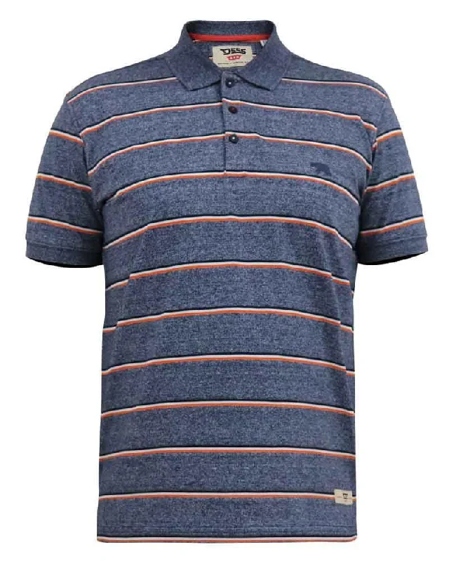 D555 Men's HUMBER Full Stripe Jersey Polo Shirt in Navy 2XL to 6XL