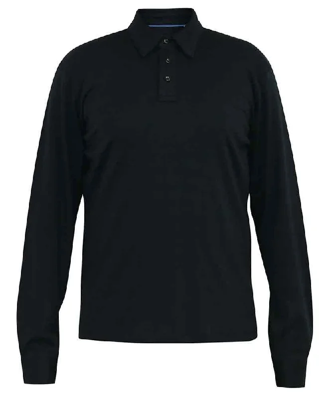 D555 Men's PRESTON-Long Sleeve Jersey Polo With Adjustable Cuff in Black, 3XL to 6XL