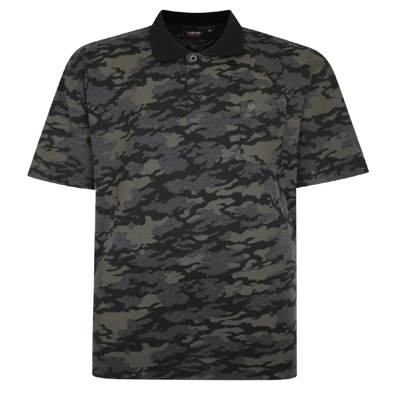 Espionage Mens All Over Camouflage Print Polo With Single Chest Pocket  in 2XL-6XL