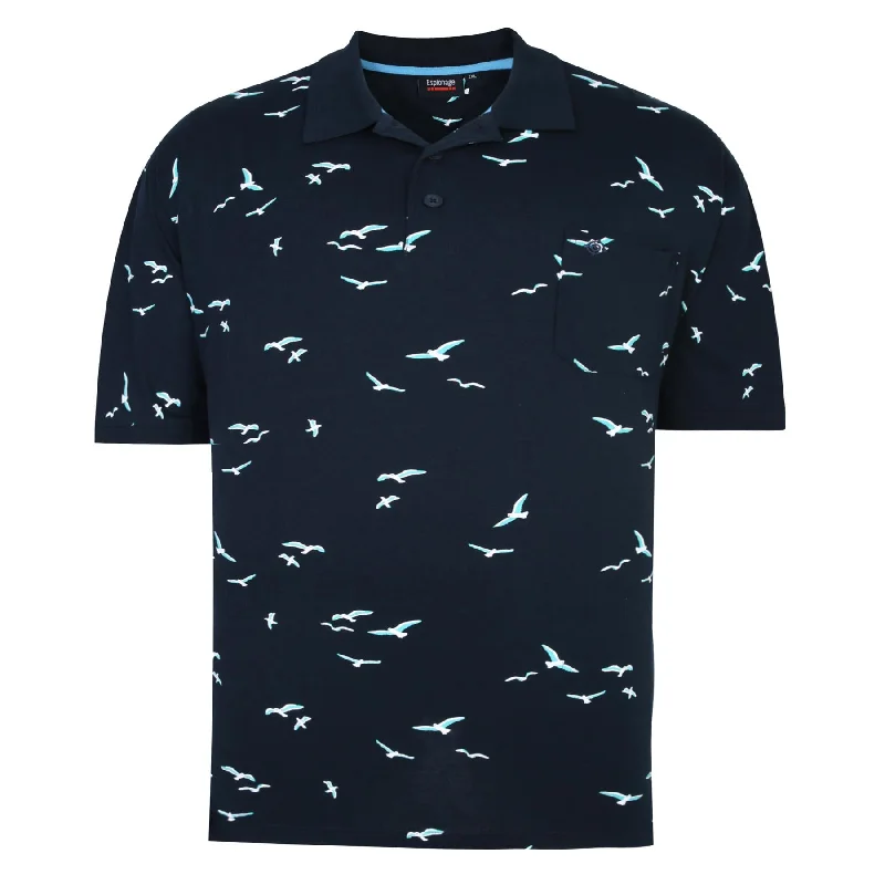 Espionage Mens Big Size Gull Print Polo Shirt in 2XL-8XL