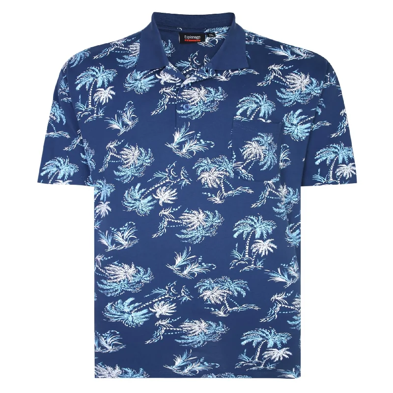 Espionage Mens Big Size Palm Printed Polo Shirt in 2XL-8XL